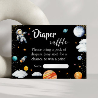 Rocket Space Diaper Raffle Card Black Baby Boy