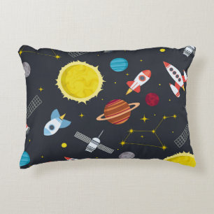 Rocket space globe solar system and planet cosmos decorative cushion