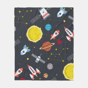 Rocket space globe solar system and planet cosmos  fleece blanket