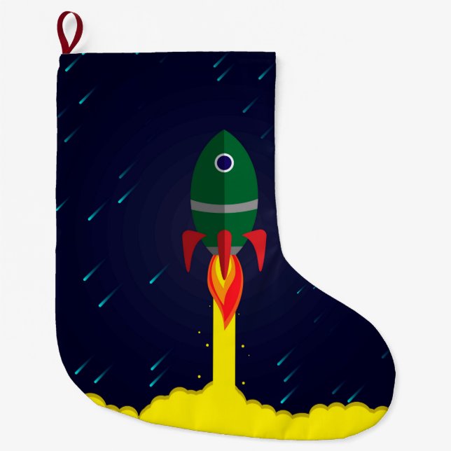 Rocket spaceship astrology astronaut large christmas stocking (Front)