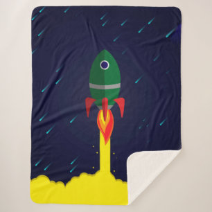 Rocket spaceship astrology astronaut sherpa blanket