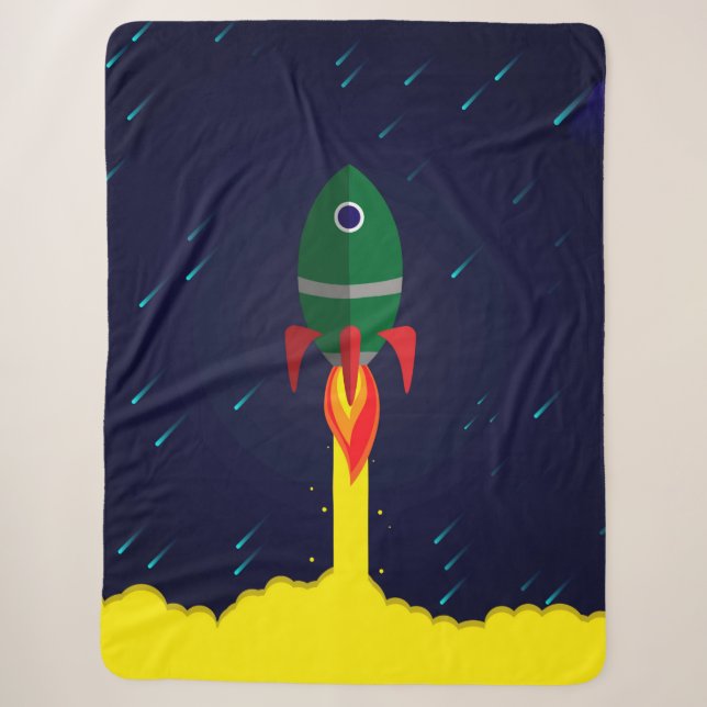 Rocket spaceship astrology astronaut sherpa blanket (Front)