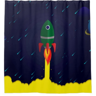 Rocket spaceship astrology astronaut shower curtain