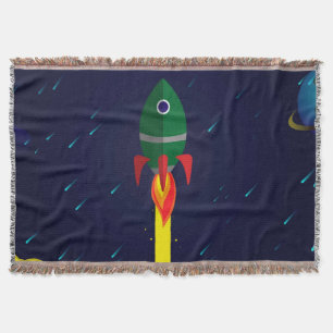 Rocket spaceship astrology astronaut throw blanket