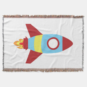 Rocket Spaceship Launching Throw Blanket