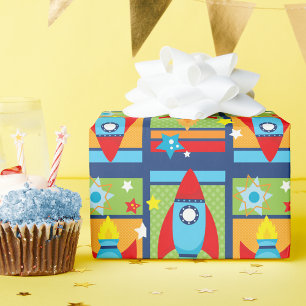 Rocket Spaceship Outer Space Wrapping Paper
