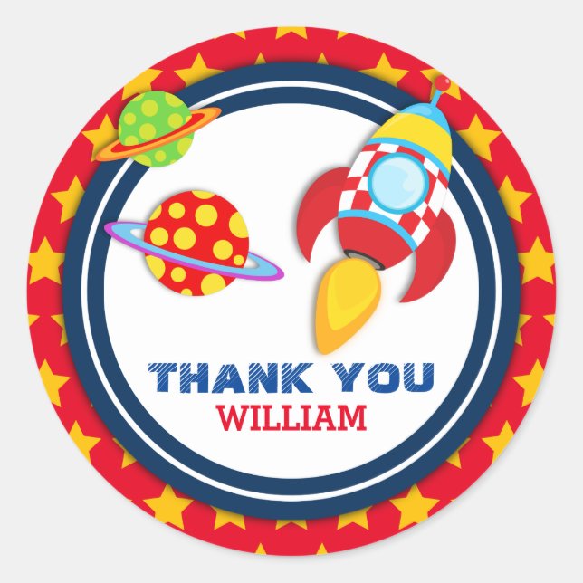 Rocket Spaceship Thank You Favour Tag (Front)