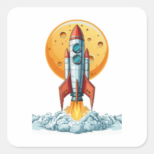 rocket square sticker
