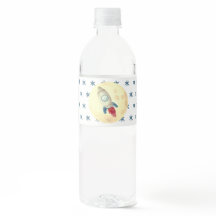 Rocket theme water bottle label