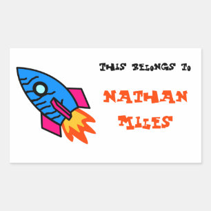Rocket "This Belongs To..." Rectangular Sticker