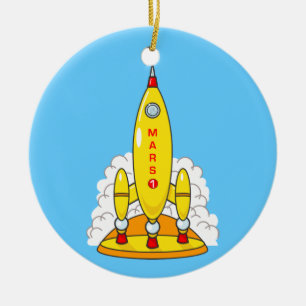 Rocket To Mars Ceramic Tree Decoration