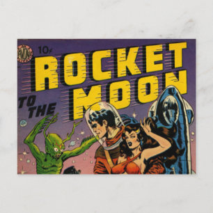 Rocket to the Moon Comic Postcard