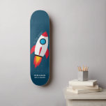 Rocket To The Moon - Modern Drawing Skateboard<br><div class="desc">A modern drawing of a space rocket - shooting for the moon. Add your name to this cryptocurrency theme design. If you need to move items around,  click on the design area to make changes.</div>