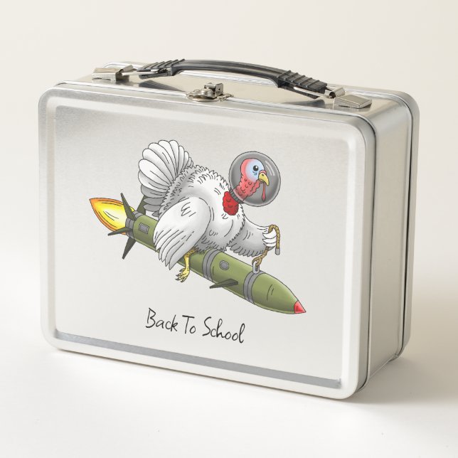 Rocket Turkey Back to School Metal Lunch Box (Front)