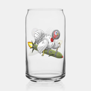 Rocket Turkey Thanksgiving Can Glass