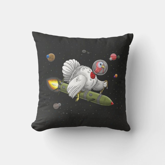 Rocket Turkey's journey through space Cushion (Front)