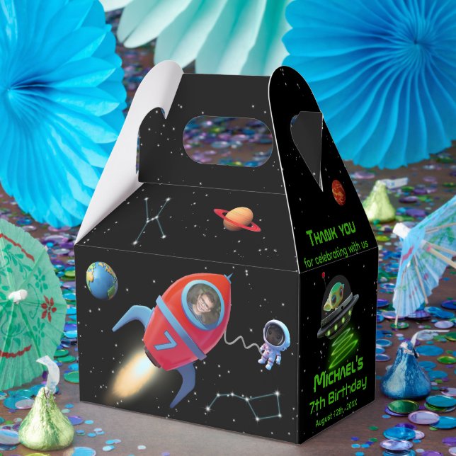 Rocket with Photo | Birthday Alien UFO Astronaut Favour Box (Party)