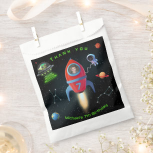 Rocket with Photo   UFO Birthday Astronaut Alien Favour Bags