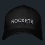 Rockets Adjustable Cap<br><div class="desc">Support your favourite team with this cap. Text is customisable,  so you can substitute your favourite team name in place of "Rockets". Choose from a variety of cap and stitch colours.</div>