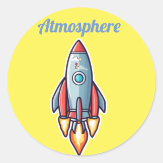 Rockets go to atmosphere classic round sticker