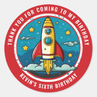 Rocketship Birthday Thank You