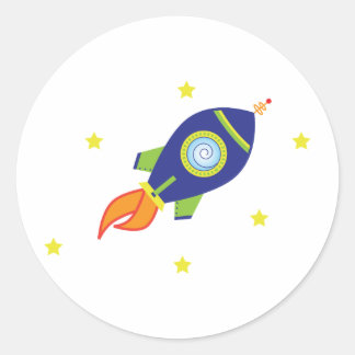 Rocketship Classic Round Sticker
