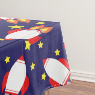 Rocketship Outer Space Cute Kid Birthday Tablecloth