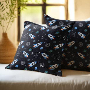 Rocketship Pattern Throw Pillow