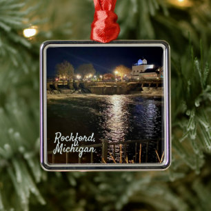 Rockford Dam in Rockford Michigan Metal Tree Decoration