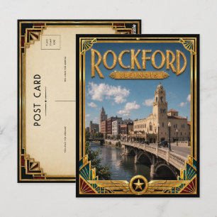 Rockford Illinois Vintage Art Deco Golden Age Postcard