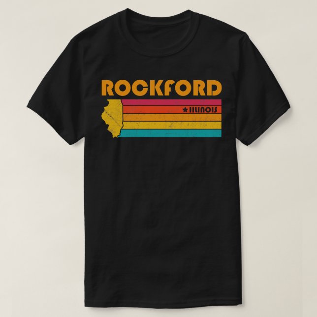 Rockford Illinois Vintage Distressed Souvenir T-Shirt (Design Front)