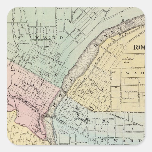 Rockford, Sterling and Rock Falls Square Sticker (Front)