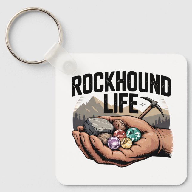Rockhound Life Rockhounding & Crystal Tumbling Key Ring (Front)
