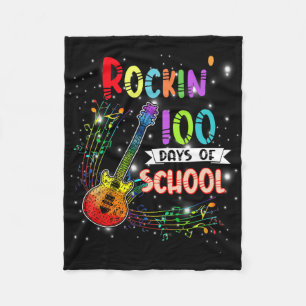 Rockin' 100 Days Of School Guitar Student Music Te Fleece Blanket