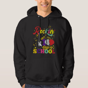 Rockin' 100 Days of School Guitar Student Music Te Hoodie