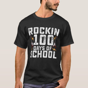 Rockin 100 Days of School Rock Guitar Vintage T-Shirt