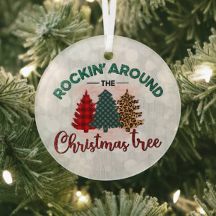 Rockin' Around the Christmas Tree Glass Tree Decoration