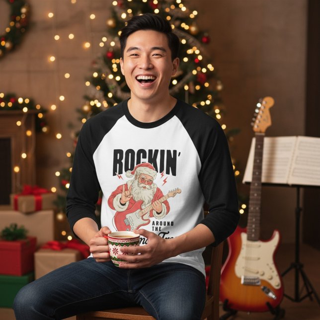 Rockin' Around The Christmas Tree Rock Music Santa T-Shirt (Creator Uploaded)