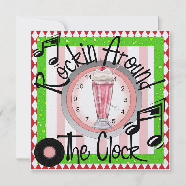 Rockin' Around the Clock Party - SRF Invitation (Front)