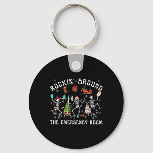 Rockin-around The Emergency Room Skeleton Er Nurse Key Ring