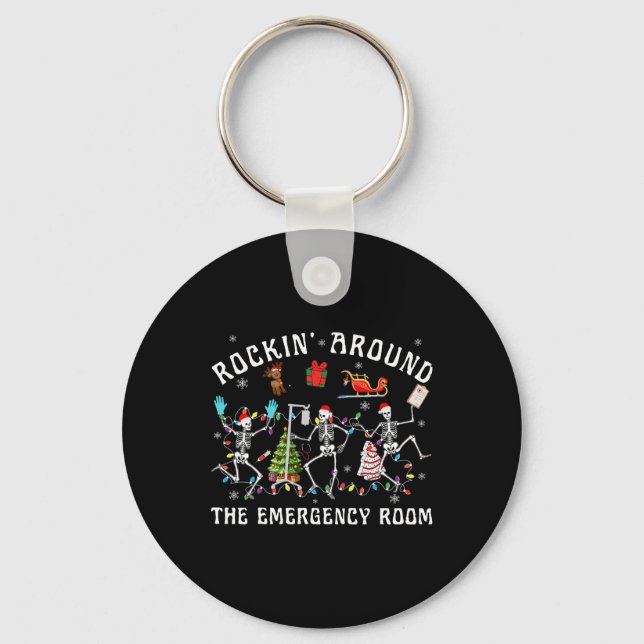 Rockin-around The Emergency Room Skeleton Er Nurse Key Ring (Front)