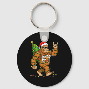 Rockin' Bigfoot Christmas Tree Xmas Lights Funny 6 Key Ring