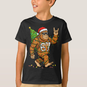 Rockin' Bigfoot Christmas Tree Xmas Lights Funny 6 T-Shirt
