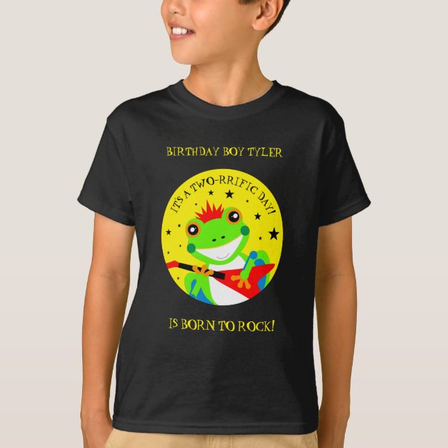 Rockin' Birthday Tree Frog with Red Guitar T-Shirt (Front)