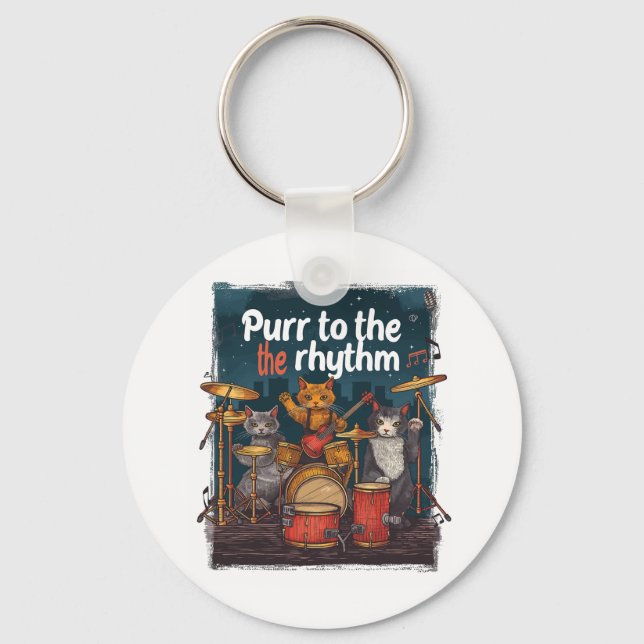 Rockin' Cat Band Key Ring (Front)