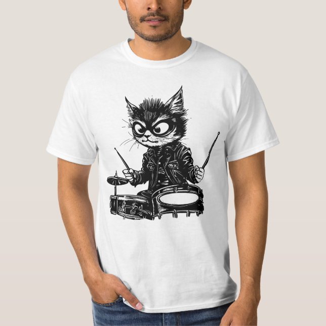 Rockin’ Cat Drummer T-Shirt (Front)