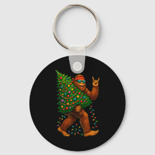 Rockin Christmas Bigfoot Carrying Tree Fun Xmas Ro Key Ring