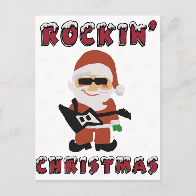 Rockin' Christmas Cool Santa Holiday Postcard (Front)