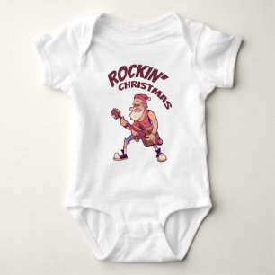 Rockin Christmas, Santa rocking with Guitar Invita Baby Bodysuit