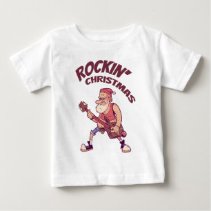 Rockin Christmas, Santa rocking with Guitar Invita Baby T-Shirt